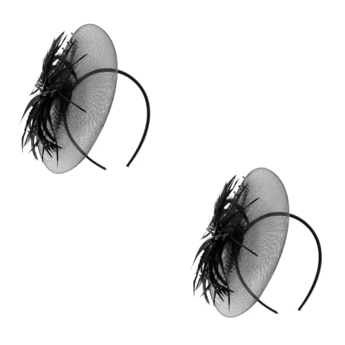 MRVAKDYDI Fascinator Spitze Feder Hut für Frauen, Mesh-Feder-Stirnband, Braut-Haarspange, Braut-Haar-Accessoires, Braut-Kopfschmuck(Blackx2pcs) von MRVAKDYDI