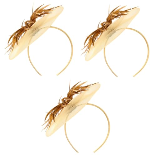 MRVAKDYDI Fascinator Spitze Feder Hut für Frauen, Mesh-Feder-Stirnband, Braut-Haarspange, Braut-Haar-Accessoires, Braut-Kopfschmuck(Goldenx2pcs) von MRVAKDYDI