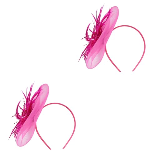 MRVAKDYDI Fascinator Spitze Feder Hut für Frauen, Mesh-Feder-Stirnband, Braut-Haarspange, Braut-Haar-Accessoires, Braut-Kopfschmuck(Rosyx2pcs) von MRVAKDYDI