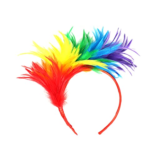 MRVAKDYDI Fascinator Spitze Feder Hut für Frauen, Rote Feder Stirnband 1 stücke Kopfschmuck Tanz Rot Hut Stirnband Hippie(Colorful,1 count (Pack of 1)) von MRVAKDYDI