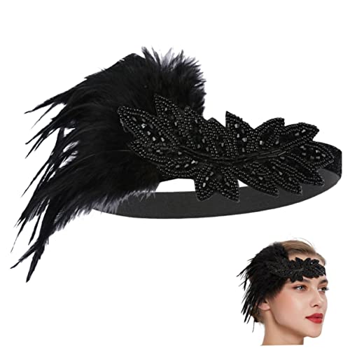 Fascinator Spitze Feder Hut für Frauen, Vintage Stirnband Karneval Party Stirnband Elastisches Haarband(Navy) von MRVAKDYDI