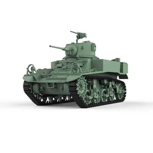 MRY-SFW Unlackierter Militärpanzer 1/24, Militärmodell US M3A1 Stuart Light Tank von MRY-SFW
