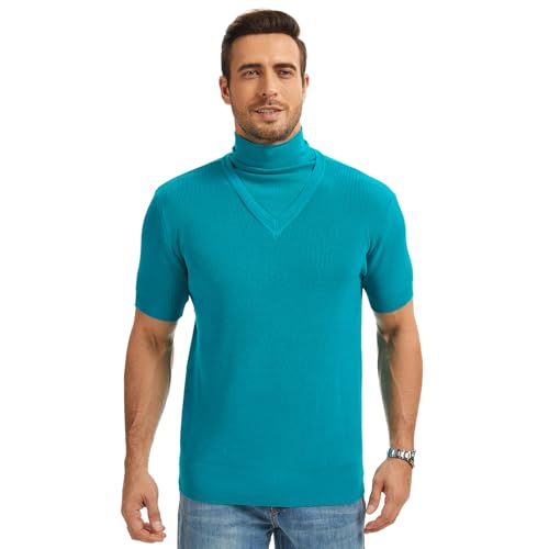 MRYUWB Halloween Cosplay Herren Kostüm Strickpullover Erwachsene Halbarm Strickpullover Pullover Top (Blau, XX-Large) von MRYUWB