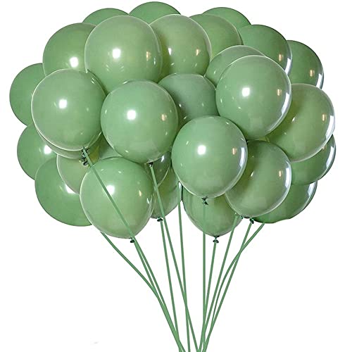MSCHENZW 100 StüCk GrüNe Luft Ballons Oliv GrüNe Luft Ballons Eukalyptus Party Latex Ballon 12 für Frauen MäNner Geburtstag Baby Hochzeit von MSCHENZW