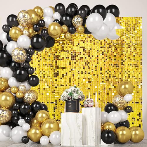 36 Stück goldene schimmernde Wandhintergründe für Party, MSDADA Gold-Pailletten-Hintergrund für Geburtstag, Abschlussfeier, Heim-Party-Dekorationen, Jubiläumsdekoration von MSDADA