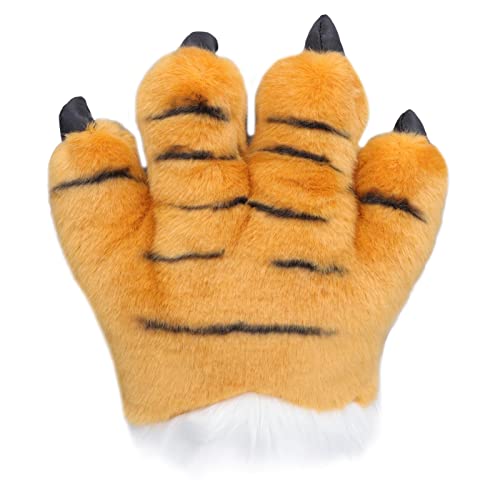 MSLing 1 Stücke Tier Pfote Klaue Kostüm Cosplay Handschuh für Erwachsene Kinder Party Cosplay Zubehör Tiger, Unisex Erwachsene Tier Paw Klaue Handschuhe, Halloween Tiger Klauen Handschuhe(Gelb) von MSLing