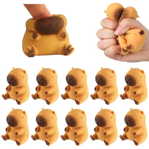 Capybara Decompression Toy，Stress Squeeze Toy，Party Favours，Stress Relief Toy，for Children, Adults’ Party Bags，Montessori Sensory Squeeze Toy for Autism Play Accessories (10 Pieces) von MSNWL