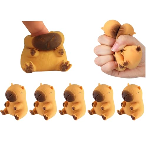 Capybara Decompression Toy，Stress Squeeze Toy，Party Favours，Stress Relief Toy，for Children, Adults’ Party Bags，Montessori Sensory Squeeze Toy for Autism Play Accessories (5 Pieces) von MSNWL