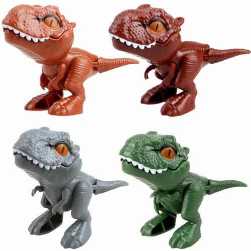 MSPEBEC 4er-Pack, Dinosaurier-Fingerbeißspielzeug, Dinosaurier-Fingerpuppe, Statue Einer prähistorischen Kreatur, Jura-Dinosaurier von MSPEBEC