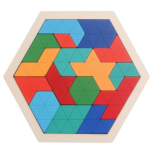 Holzpuzzle, geometrisches Tangram, buntes Formdesign, 3D-Logik-IQ-Spiel, Denksport-Spielzeug, Geschenk für Teenager ((bunt) von MSPEBEC