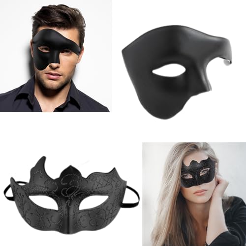 MSPEBEC Zwei venezianische Masken für Erwachsene – perfekt für Maskeraden, Karneval, Cosplay, Karneval und Maskenball MSPEBEC Zwei venezianische Masken für Erwachsene – perfekt für Maskeraden, Karneval, Cosplay, Karneval und Maskenball von MSPEBEC