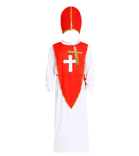 MSSmile-FANKID Papstkostüm für Herren, Erwachsene, Kirche, katholische Priester, Kaseln, Westen, Kostüm, Kleid (weiß, Einheitsgröße) von MSSmile-FANKID