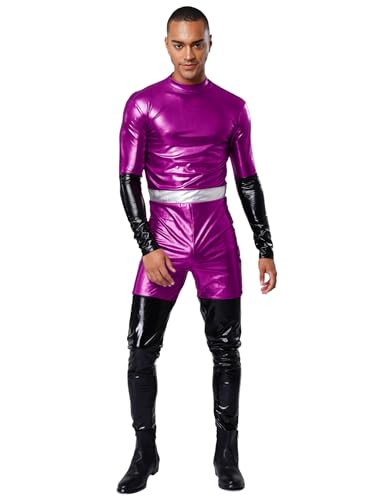 MSemis Beast Cosplay Kostüm für Männer Langarm Jumpsuit Metallic Ganzkörperanzug Stretchy Full Bodysuit Party Clubwear Violett 3XL MSemis Beast Cosplay Kostüm für Männer Langarm Jumpsuit Metallic Ganzkörperanzug Stretchy Full Bodysuit Party Clubwear Violett 3XL von MSemis