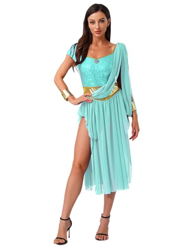 MSemis Damen Arabische Prinzessin Cosplay Jumpsuit Bauchtanz Kostüm Pailletten Unregelmäßiger Partykleid Karneval Fasching Minzgrün 3XL MSemis Damen Arabische Prinzessin Cosplay Jumpsuit Bauchtanz Kostüm Pailletten Unregelmäßiger Partykleid Karneval Fasching Minzgrün 3XL von MSemis