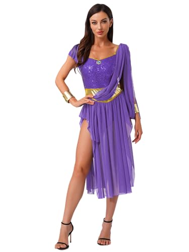 MSemis Damen Arabische Prinzessin Cosplay Jumpsuit Bauchtanz Kostüm Pailletten Unregelmäßiger Partykleid Karneval Fasching Violett S MSemis Damen Arabische Prinzessin Cosplay Jumpsuit Bauchtanz Kostüm Pailletten Unregelmäßiger Partykleid Karneval Fasching Violett S von MSemis