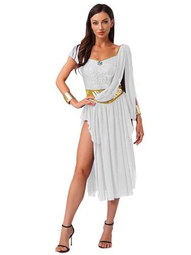 MSemis Damen Arabische Prinzessin Cosplay Jumpsuit Bauchtanz Kostüm Pailletten Unregelmäßiger Partykleid Karneval Fasching Weiß XL MSemis Damen Arabische Prinzessin Cosplay Jumpsuit Bauchtanz Kostüm Pailletten Unregelmäßiger Partykleid Karneval Fasching Weiß XL von MSemis
