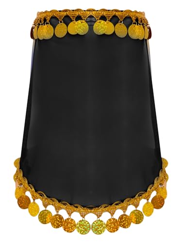 MSemis Damen Arabische Prinzessin Schleier Kostüm Accessoire Goldrand Glitzerfries Metallisch Glänzend Häkelmaske Schwarz Einheitsgröße MSemis Damen Arabische Prinzessin Schleier Kostüm Accessoire Goldrand Glitzerfries Metallisch Glänzend Häkelmaske Schwarz Einheitsgröße von MSemis