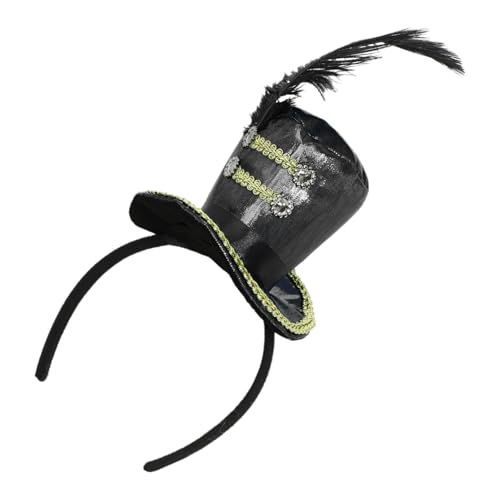 MSemis Damen Feder Minizylinder Stirnband Magier Steampunk Top Hut Haarreif Nussknacker Hut Haarband Party Karneval Kopfbedeckung Haarschmuck Schwarz One Size MSemis Damen Feder Minizylinder Stirnband Magier Steampunk Top Hut Haarreif Nussknacker Hut Haarband Party Karneval Kopfbedeckung Haarschmuck Schwarz One Size von MSemis