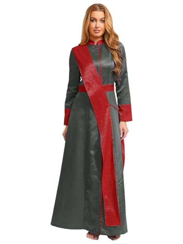 MSemis Damen Halloween Priester Cosplay Robe mit Stola Langarm Mittelalterliches Priester Maxikleider Faschingskostüme Grau 3XL MSemis Damen Halloween Priester Cosplay Robe mit Stola Langarm Mittelalterliches Priester Maxikleider Faschingskostüme Grau 3XL von MSemis