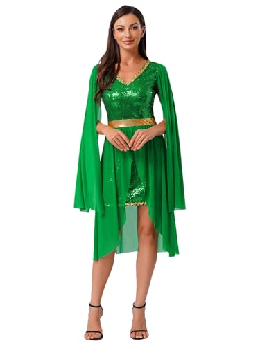 MSemis Damen Wald Elf Prinzessin Kleid Ärmellos Glitzer Pailletten Röhrenkleid mit V-Ausschnitt Feen Halloween Kostüm Grün M MSemis Damen Wald Elf Prinzessin Kleid Ärmellos Glitzer Pailletten Röhrenkleid mit V-Ausschnitt Feen Halloween Kostüm Grün M von MSemis