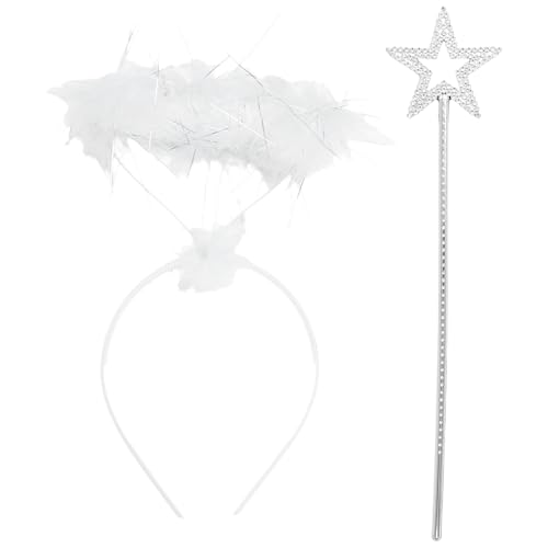 MSemis Engel Cosplay Zubehör Engelsflügel Zauberstab Heiligenschein Set Halloween Feder Flügel Feenstab Süße Haarband Party Fasching Typ A One Size MSemis Engel Cosplay Zubehör Engelsflügel Zauberstab Heiligenschein Set Halloween Feder Flügel Feenstab Süße Haarband Party Fasching Typ A One Size von MSemis