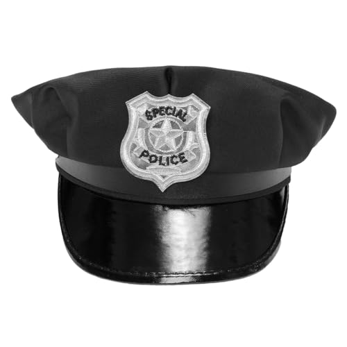 MSemis Erwachsene Polizei Hut Einstellbar Polizeimütze Cop Cap Kapitän Hut Kapitänsmütze für Polizei Cosplay Mottoparty Halloween Karneval Typ B One Size von MSemis