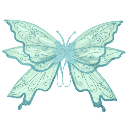 MSemis Feenflügel für Erwachsene, Halloween-Schmetterlingskostüm, funkelnde, transparente, mehrlagige Engelsflügel Blau Einheitsgröße MSemis Feenflügel für Erwachsene, Halloween-Schmetterlingskostüm, funkelnde, transparente, mehrlagige Engelsflügel Blau Einheitsgröße von MSemis