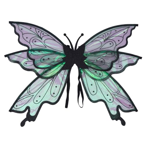 MSemis Feenflügel für Erwachsene, Halloween-Schmetterlingskostüm, funkelnde, transparente, mehrlagige Engelsflügel Schwarz Einheitsgröße von MSemis