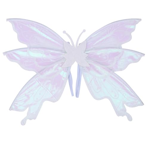 MSemis Feenflügel für Erwachsene, Halloween-Schmetterlingskostüm, funkelnde, transparente, mehrlagige Engelsflügel Weiß Einheitsgröße MSemis Feenflügel für Erwachsene, Halloween-Schmetterlingskostüm, funkelnde, transparente, mehrlagige Engelsflügel Weiß Einheitsgröße von MSemis