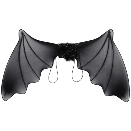 MSemis Fledermauskostüm Set Schwarze Fledermausflügel Und Stirnband Halloween Vampir Cosplay Zubehör Flügel B Einheitsgröße von MSemis