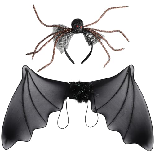 MSemis Fledermauskostüm Set Schwarze Fledermausflügel Und Stirnband Halloween Vampir Cosplay Zubehör Typ 1 Set Einheitsgröße MSemis Fledermauskostüm Set Schwarze Fledermausflügel Und Stirnband Halloween Vampir Cosplay Zubehör Typ 1 Set Einheitsgröße von MSemis