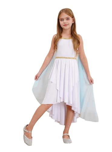 MSemis Griechische Römische Göttin Karneval Kostüm Mädchen Ärmellos Prinzessin Kleid Halloween Party Fastnacht Kleid für Kinder Hellblau 170 MSemis Griechische Römische Göttin Karneval Kostüm Mädchen Ärmellos Prinzessin Kleid Halloween Party Fastnacht Kleid für Kinder Hellblau 170 von MSemis