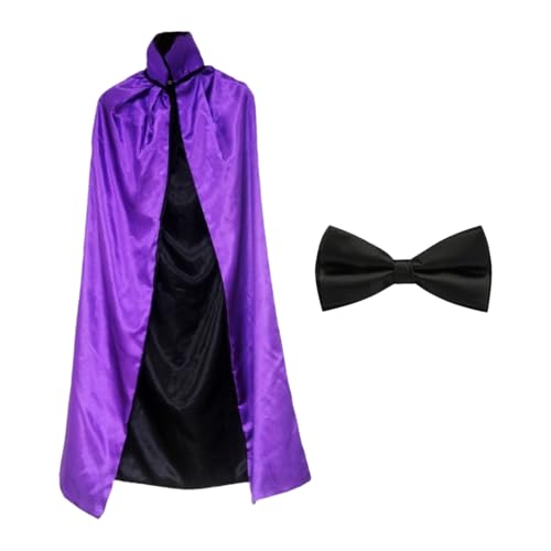 MSemis Halloween Vampir Umhang Mit Farbigen Schleifen Zöpfen Haarreifen Fliege Für Halloween Cosplay Lila Cape C und Krawatte Einheitsgröße von MSemis