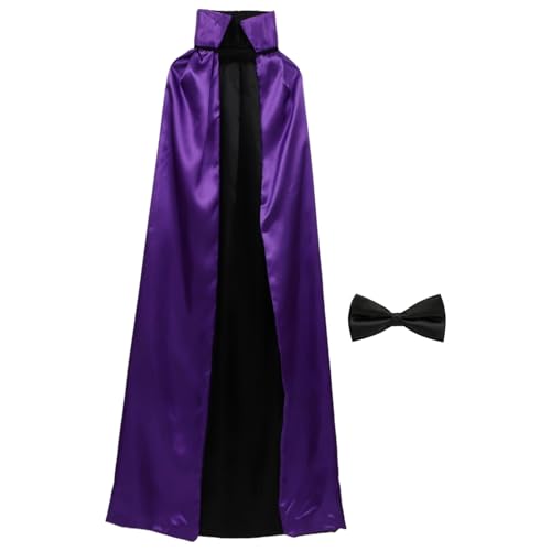 MSemis Halloween Vampir Umhang Mit Farbigen Schleifen Zöpfen Haarreifen Fliege Für Halloween Cosplay Lila Cape D und Fliege Einheitsgröße von MSemis