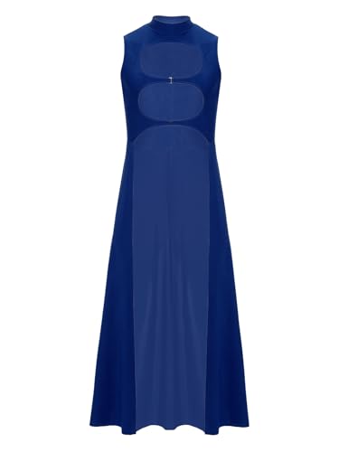 MSemis Herren Ärmelloser Umhang Front Cut Out Lang Cape für Renaissance und Steampunk Navy blau XXL von MSemis