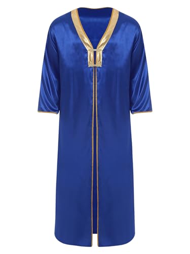 MSemis Herren Arabisches Langes Gewand Samtig Langarm Metallisch Glänzendes Patchwork Goldbesatz Retro Froschknöpfe Orientalisches Kostüm Königsblau XXL MSemis Herren Arabisches Langes Gewand Samtig Langarm Metallisch Glänzendes Patchwork Goldbesatz Retro Froschknöpfe Orientalisches Kostüm Königsblau XXL von MSemis