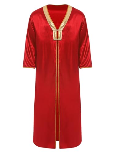 MSemis Herren Arabisches Langes Gewand Samtig Langarm Metallisch Glänzendes Patchwork Goldbesatz Retro Froschknöpfe Orientalisches Kostüm Rot XXL MSemis Herren Arabisches Langes Gewand Samtig Langarm Metallisch Glänzendes Patchwork Goldbesatz Retro Froschknöpfe Orientalisches Kostüm Rot XXL von MSemis