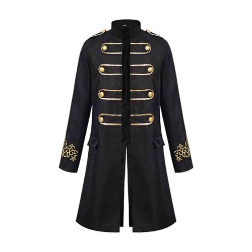 MSemis Herren Gothic Steampunk Mantel Bestickte Manschetten Dekorative Knöpfe Langärmliger Schoßrock Jacke für Mittelalter Cosplay Schwarz L MSemis Herren Gothic Steampunk Mantel Bestickte Manschetten Dekorative Knöpfe Langärmliger Schoßrock Jacke für Mittelalter Cosplay Schwarz L von MSemis