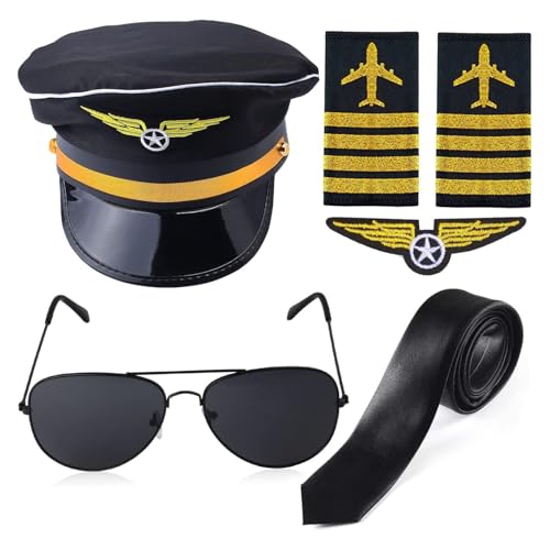 MSemis Herren Kapitän Kostüm Set Klassische Kapitän Matrosen Mütze Schulter Epaulette Sonnenbrille Krawatte Marine Matrosen Cosplay Zubehör Typ A One Size MSemis Herren Kapitän Kostüm Set Klassische Kapitän Matrosen Mütze Schulter Epaulette Sonnenbrille Krawatte Marine Matrosen Cosplay Zubehör Typ A One Size von MSemis