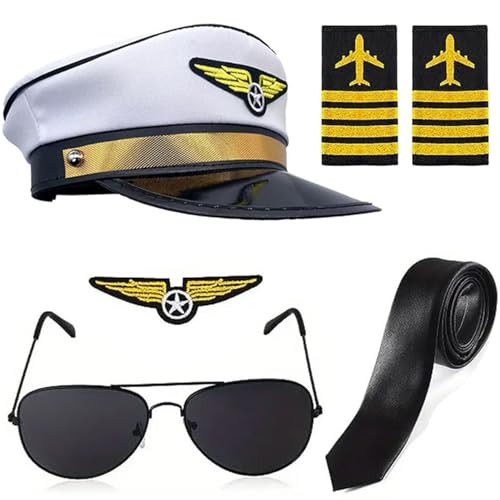 MSemis Herren Kapitän Kostüm Set Klassische Kapitän Matrosen Mütze Schulter Epaulette Sonnenbrille Krawatte Marine Matrosen Cosplay Zubehör Typ D One Size MSemis Herren Kapitän Kostüm Set Klassische Kapitän Matrosen Mütze Schulter Epaulette Sonnenbrille Krawatte Marine Matrosen Cosplay Zubehör Typ D One Size von MSemis