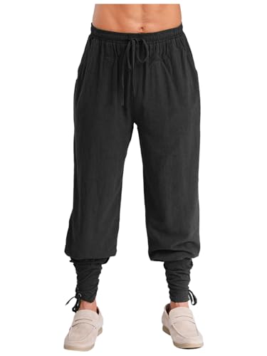 MSemis Herren Mittelalter Hose Lang Piratenhose Retro Renaissance Wikinger Kostüm Steampunk Freizeithose Schwarz L MSemis Herren Mittelalter Hose Lang Piratenhose Retro Renaissance Wikinger Kostüm Steampunk Freizeithose Schwarz L von MSemis