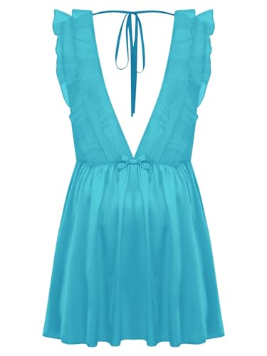 MSemis Herren Nachthemd Sissy Schlafkleid Ärmellos Tiefer V-Ausschnitt Kurz Nachtkleid Rüsche Satin Minikleid Crossdress Nachtwäsche Blau L MSemis Herren Nachthemd Sissy Schlafkleid Ärmellos Tiefer V-Ausschnitt Kurz Nachtkleid Rüsche Satin Minikleid Crossdress Nachtwäsche Blau L von MSemis