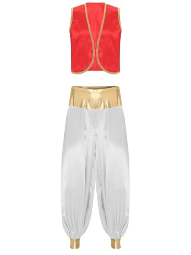 MSemis Herren Prinz Kostüm Arabischen Outfit Ärmellos Weste Tops+Hosen Indischen Kleidung Gothic Uniform Karneval Burgunder & Weiß XXL MSemis Herren Prinz Kostüm Arabischen Outfit Ärmellos Weste Tops+Hosen Indischen Kleidung Gothic Uniform Karneval Burgunder & Weiß XXL von MSemis