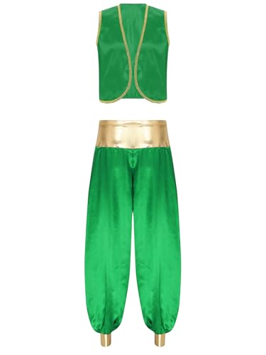 MSemis Herren Prinz Kostüm Arabischen Outfit Ärmellos Weste Tops+Hosen Indischen Kleidung Gothic Uniform Karneval Grün&Grün XXL MSemis Herren Prinz Kostüm Arabischen Outfit Ärmellos Weste Tops+Hosen Indischen Kleidung Gothic Uniform Karneval Grün&Grün XXL von MSemis