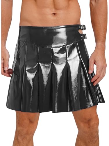 MSemis Herren Römische Gladiatoren Kilt Kostüm Männliches Gladiatorenleder Ritterkostüm für Halloween und Karneval Gladiatoren Schottisches Fasching Kostüm Schwarz M von MSemis