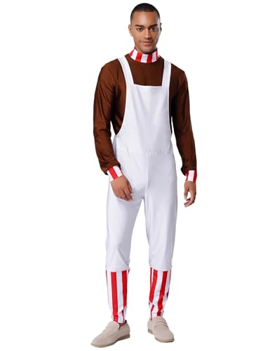 MSemis Jumpsuit Herren Lang Fabrikarbeiter Kostüm Langärmelig Farbblock Overall Halloween Kostüm Braun XXL MSemis Jumpsuit Herren Lang Fabrikarbeiter Kostüm Langärmelig Farbblock Overall Halloween Kostüm Braun XXL von MSemis