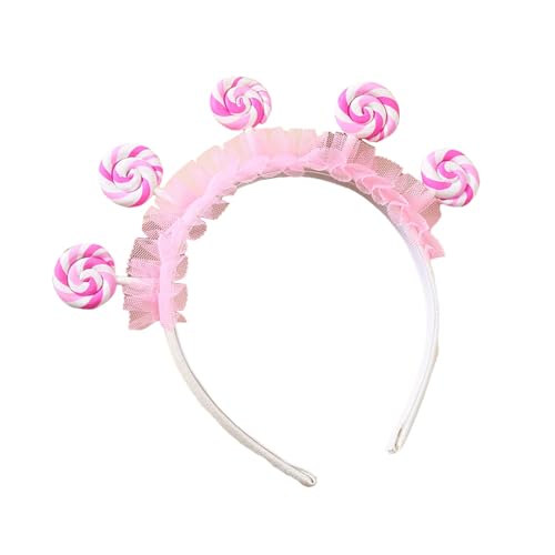 MSemis Kinder Mädchen Süß Stirnband Mit Mesh Lollipop Verschönert Niedlich Haarreif Glänzend Haarband Party Kopfbedeckung Haarschmuck Typ E One Size von MSemis