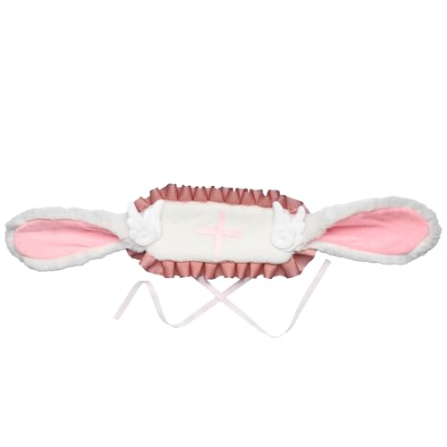 MSemis Lolita Plüsch Haarband Hasenohren Haarband mit Clips für Halloween Cosplay Party Altrosa 1 One Size von MSemis