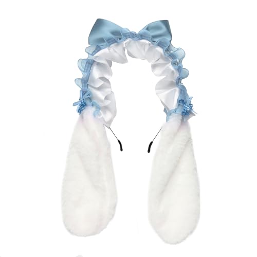 MSemis Lolita Plüsch Haarband Hasenohren Haarband mit Clips für Halloween Cosplay Party Blau 3 One Size MSemis Lolita Plüsch Haarband Hasenohren Haarband mit Clips für Halloween Cosplay Party Blau 3 One Size von MSemis