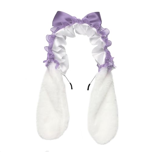MSemis Lolita Plüsch Haarband Hasenohren Haarband mit Clips für Halloween Cosplay Party Lila 3 One Size MSemis Lolita Plüsch Haarband Hasenohren Haarband mit Clips für Halloween Cosplay Party Lila 3 One Size von MSemis